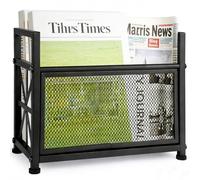 WeGXY Magazine Rack Floor Stand, Metal Magazine Holder Floor, Black MeshMagazine File Holder Storage Basket Shelf Box Bin Folder Organizer for Magazines, Books, Newspapers, Tablets