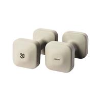 WeGym SafeGrip - Non Slip Thick Dumbbells & Flat Sides & Heavy Duty Dumbbells for Safe Home Workouts, Weightlifting, and Personal Training (20-Pair, Sandstone)