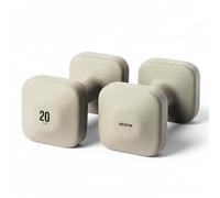 WeGym SafeGrip - Non Slip Thick Dumbbells & Flat Sides & Heavy Duty Dumbbells for Safe Home Workouts, Weightlifting, and Personal Training (20-Pair, Sandstone)