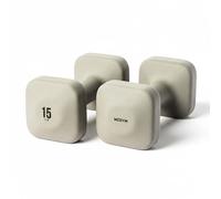 WeGym SafeGrip Square Dumbbells with Anti Slip Handles, Aesthetic Free Weights for Home Workouts, Stable Design Prevents Rolling during Floor Exercises (15LB, Pair Sandstone)