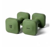 WeGym SafeGrip Square Dumbbells with Anti Slip Handles, Aesthetic Free Weights for Home Workouts, Stable Design Prevents Rolling during Floor Exercises (12LB, Pair Forest)