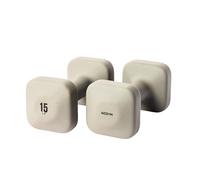 WeGym SafeGrip Square Dumbbells with Anti Slip Handles, Aesthetic Free Weights for Home Workouts, Stable Design Prevents Rolling during Floor Exercises (15LB, Pair Sandstone)