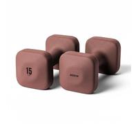 WeGym SafeGrip Square Dumbbells with Anti Slip Handles, Aesthetic Free Weights for Home Workouts, Stable Design Prevents Rolling during Floor Exercises (15LB, Pair Rose)