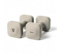 WeGym SafeGrip Square Dumbbells with Anti Slip Handles, Aesthetic Free Weights for Home Workouts, Stable Design Prevents Rolling during Floor Exercises (12LB, Pair Sandstone)