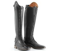 WEHAM Black,44,Women Men Equestrian Boots Retro Lace up PU Leather Knight Boots Outdoor Riding Long Boots for Beginner