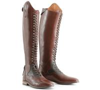 WEHAM Brown,47,Women Men Equestrian Boots Retro Lace up PU Leather Knight Boots Outdoor Riding Long Boots for Beginner