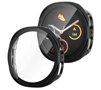 WEHAMU Electroplated 2-Piece Protective Set Compatible with Samsung Galaxy Watch 8 44mm, Shockproof Tempered Glass Screen Protector, Anti-Impact PC Cover (Black, 44mm)