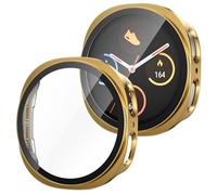 WEHAMU Electroplated 2-Piece Protective Set Compatible with Samsung Galaxy Watch 8 44mm, Shockproof Tempered Glass Screen Protector, Anti-Impact PC Cover (Gold, 44mm)