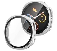 WEHAMU Electroplated 2-Piece Protective Set Compatible with Samsung Galaxy Watch 8 44mm, Shockproof Tempered Glass Screen Protector, Anti-Impact PC Cover (Silver, 44mm)