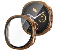 WEHAMU Electroplated 2-Piece Protective Set Compatible with Samsung Galaxy Watch 8 44mm, Shockproof Tempered Glass Screen Protector, Anti-Impact PC Cover(Rose Gold, 44mm)
