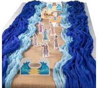 Wehhbtye 15 Pcs Passover Table Runner and Centerpiece, Passover Parting The Red Sea Tablecloth, Jewish Pesach Table Decoration for Holiday Parties Dining Room Kitchen Seder Tabletop Decor