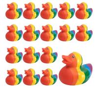 Wehhbtye 36 Pcs Rainbow Rubber Duck, Pride Month Rubber Ducks Decoration, Colorful Strip Float Ducky Toy for Birthday LGBT Pool Party Favors
