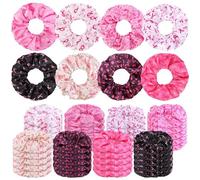 Wehhbtye 40 Pcs Breast Cancer Awareness Scrunchies, 8 Styles Pink Breast Cancer Hair Ties, Elastics Pink Ribbon Hair Bands Accessories for Woman Charity Event Party Supplies