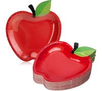 Wehhbtye 50PCS Back to School Red Apple Paper Plates,First Day of School Red Apple Paper Plates, Apples Shape Disposable Tableware Dinnerware for Back to School Party Supplies and Table Decoration
