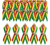 Wehhbtye Black History Month Ribbon Pins, Juneteenth Striped Lapel Pin with Star, African June 19th Button Pins for Cloth Hat Backpacks Decor Freedom Day Party Favors Supplies (30Pcs)