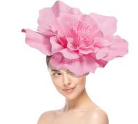 Wehhbtye Large Flower Fascinator Hat for Women, Tea Party Flower Headwears, Lady Fascinators Headband for Party Accessories, Pink, M