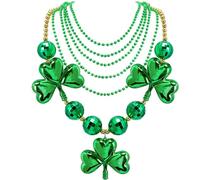 Wehhbtye St. Patrick's Day Large Shamrock Necklaces, Oversized Shamrock Bead Necklace Set, Irish Jumbo Clover Bead Accessories for St. Patrick Holiday Costume Party Favor Parades Dress Up Supplies