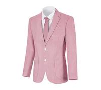 Wehilion Mens Seersucker Suit Jacket Casual Summer Blazer Slim Fit Sport Coats Suits Jackets Wedding Prom Tuxedo Blazers, Red, 3XL