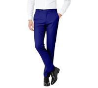 Wehilion Mens Suit Pants Expandable-Waist Flat Front Straight Fit Suit Trousers for Men, Royal Blue, X-Large