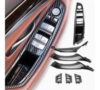 WEHOMY 7Pc/Set Left Hand Drive LHD for 5 Series F10 F11 F18 2010-2017 Carbon Fiber Car Interior Inner Door Handle Panel Pull Trim Cover