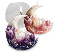 Wehous Moon Flower Candle Soap Mold, 3D Elegant Moon Tulip Silicone Molds for Epoxy Resin Concrete, Unique Floral Cake Chocolate Candle Soap Wax Clay Art Craft Mould DIY Wedding Party Decor
