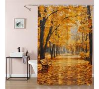 Wehsaeho Autumn Shower Curtains for Bathroom 150 x 170 cm Extra Long Shower Curtain Burnt Orange 3D Waterproof Polyester Fabric with 12 Rings, Weighted Hem, Quick-Drying Outdoor Garden Decor 9Q-440