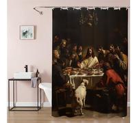 Wehsaeho The Last Supper Shower Curtains for Bathroom 180 x 190 cm Extra Long Shower Curtain Greys 3D Waterproof Polyester Fabric with 12 Rings, Weighted Hem, Quick-Drying Outdoor Garden Decor 9Q-546