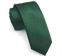Wehug 2.4'' (6cm) Men's Classic Slim Solid Tie Silk Woven Necktie Jacquard Neck Green Stripe Skinny Ties For Men EU-LF0005