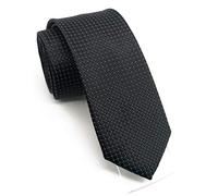 Wehug 2.4'' (6cm) Men's Classic Solid Slim Tie Silk Woven Necktie Jacquard Neck Black Skinny Ties For Men EU-LF0003