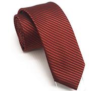 Wehug 2.4'' (6cm) Men's Classic Solid Slim Tie Silk Woven Necktie Jacquard Neck Dark Red Skinny Ties For Men EU-LF0004