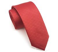 Wehug 2.4'' (6cm) Men's Classic Solid Slim Tie Silk Woven Necktie Jacquard Neck Red Skinny Ties For Men EU-LF0002