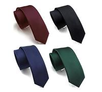 Wehug 4 Pack Men's Classic Solid Color Tie Slim Tie Skinny Ties For Men 2.4'' (6cm) EU-Lot4-tie001