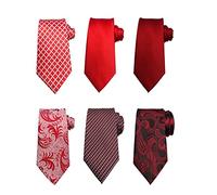 Wehug Lot 6 PCS Men's Classic Valentine Ties Silk Red Tie Woven Necktie Jacquard Neck Ties For Men EU-Lot6-tie025