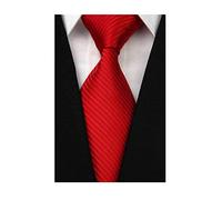 Wehug Men's Classic Solid Tie Silk Woven Necktie Jacquard Neck Ties For Men, Red, 3.1 inch