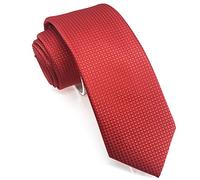 Wehug Men's Classic Stripe Jacquard Woven Red Plaid Silk Tie Formal Suit Necktie Neck Ties For Men EU-LD0076