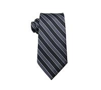 Wehug Men's Classic Tie Silk Black Gray Striped Woven Necktie Jacquard Neck Ties For Men EU-LD0047