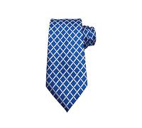 Wehug Men's Classic Tie Silk Woven Blue Plaid Necktie Jacquard Neck Ties For Men EU-LD0046