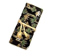 Wei Long Silk Travel Jewelry Roll Bag, Black Bamboo Jewelry Organizer Roll Foldable Jewelry Pouch for Traveling Rings & Necklaces & Earrings, Luxury Gift, Zipper Pockets Inside (Black,Silk)