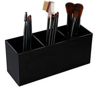 Weiai Black Makeup Brush Holder Organizer, 3 Slot Acrylic Cosmetics Brushes Storage Solution