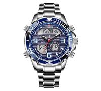 Weicam Men Luxury Dual Display Luminous Waterproof Analog Quartz Digital Wrist Watch Couple Watches, Blue