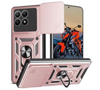WeiCase Cover for Xiaomi 15T, Slide Protection Camera, Armor Cover with 360 Degrees Rotating Metal Ring Magnetic Silicone Holder Shockproof Case for Xiaomi 15T, rose_gold