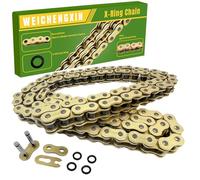 WEICHENGXIN Gold 525 X-Ring Chain 104 Links Motorcycle Chain with Connecting Master Link OEM #67640641A 67640911A 92057-1551 T2010134