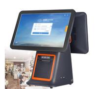 WEICNE 15.6 Inch Single/Dual Touch Screen Cash Register, Pos System For Small Business, Built-In 58mm Thermal Printer, All-In-One Smart Cash Register, Supports 30+ Languages DualScreen-Black