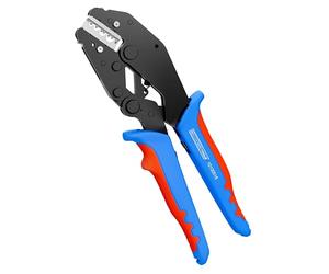 WEICON TOOLS ERGO Crimping Pliers, Ergonomic Crimping Pliers with Interchangeable Magazine, Bit Pliers, Automatic Ratchet Mechanism, Blue/Red