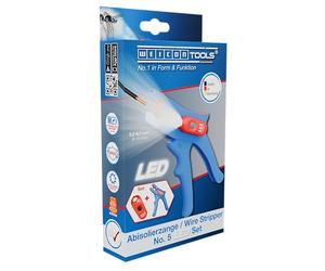 WEICON Wire Stripper No. 5 LED Set, precise stripping of 0.2-6 mm², LED with 3 brightness levels, for dark work areas