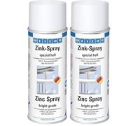 WEICON Zinc Spray Bright Grade / 400 ml/Rust protection, heat-resistant and suitable as a primer for Metal/Fast Drying/Galvanizing colour (Pack of 2)