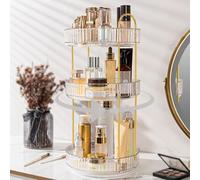 Weidace 360 Rotating Makeup Organizer for Vanity, Bathroom Countertop Organizer Spinning Perfume Organizer, High-Capacity Cosmetic and Skincare Dresser Make Up Holder Rack (3 Tiers, White)