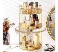 Weidace 360 Rotating Makeup Organizer for Vanity, Bathroom Countertop Organizer Spinning Perfume Organizer, High-Capacity Cosmetic and Skincare Dresser Make Up Holder Rack (3 Tiers, Yellow)