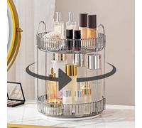 Weidace Makeup Organiser/Perfume/Cosmetics/Skincare Organiser Large Capacity 360° Rotating for Vanity and Bathroom Countertop 2 Tier Grey