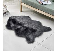 WEIDD Faux Fur Rug Soft Fluffy Rug Shaggy Rugs Faux Sheepskin Area Rugs Floor Carpets for Bedrooms Living Room Kids Rooms Decor，Dark gray 40x60cm shaped
